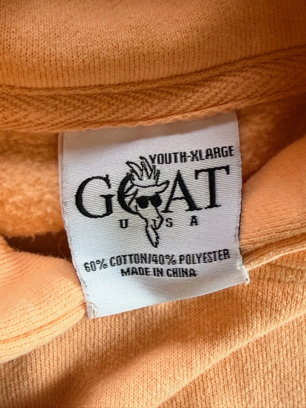 GOAT USA Peach Hoodie with Crowned Goat Patch - Size Youth XL
